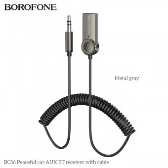 Adaptor AUX cu bluetooth Borofone BC56 Peaceful metal gray