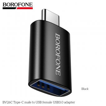 Adaptor Type-C male la USB 3.0 female Borofone BV26C negru