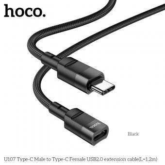 Cablu adaptor Hoco U107 Type-C male la type-C female 1.2m