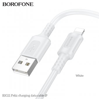 Cablu de date Borofone BX111 Feliz lightning 1m alb