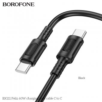 Cablu de date Borofone BX111 Feliz Type-C la Type-C 60W 1m negru