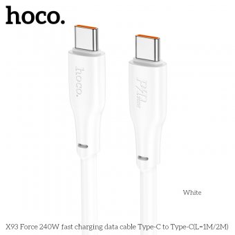 Cablu de date Hoco X93 Force 240W Type-C la Type-C 1m alb