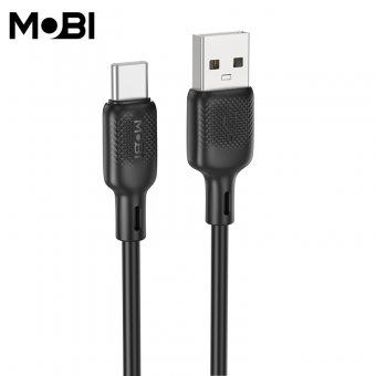 Cablu de date siliconic Mobi MC-02 USB-A la USB-C 3.0A negru