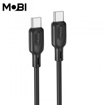 Cablu de date siliconic Mobi MC-02 USB-C la USB-C 60W negru