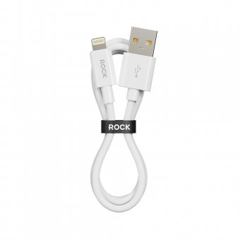 Cablu Rock Seria P8 Basic USB la Lightning 12W 2.4A 1 metru alb