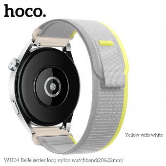 Curea smartwatch universala 22 mm Hoco WH04 Belle yellow-white