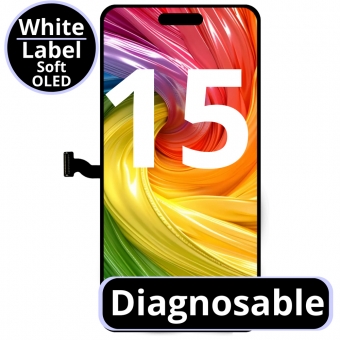 Display autodiagnoza compatibil cu Apple Iphone 15 soft OLED 120Hz White Box 