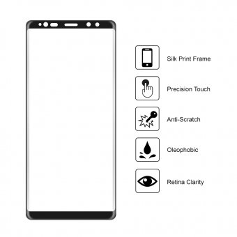 Folie din sticla 3D fara ambalaj Samsung N950 Galaxy Note 8 (full size) negru
