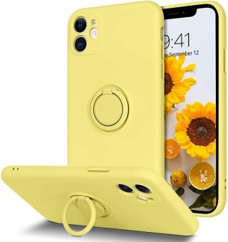 Husa Ring Silicone Case Samsung Galaxy S21 Plus Yellow