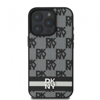 Husa telefon DKNY PU Leather Checkered Pattern and Stripe pentru iPhone 16 Pro Max Black
