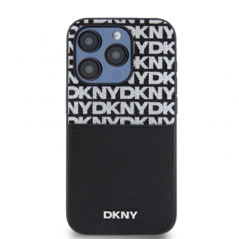 Husa telefon DKNY PU Leather Repeat Pattern Card Pocket pentru iPhone 14 Pro Black