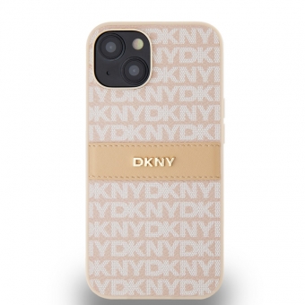 Husa telefon DKNY PU Leather Repeat Pattern Tonal Stripe pentru iPhone 14 Pink