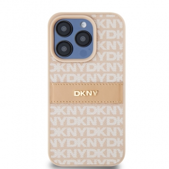 Husa telefon DKNY PU Leather Repeat Pattern Tonal Stripe pentru iPhone 14 Pro Max Pink