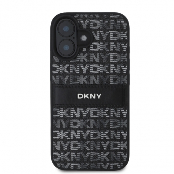 Husa telefon DKNY PU Leather Repeat Pattern Tonal Stripe pentru iPhone 16 Black