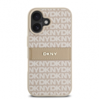 Husa telefon DKNY PU Leather Repeat Pattern Tonal Stripe pentru iPhone 16 Pink
