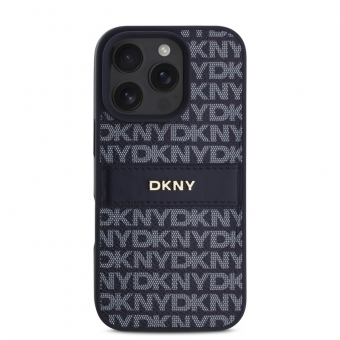 Husa telefon DKNY PU Leather Repeat Pattern Tonal Stripe pentru iPhone 16 Pro Blue