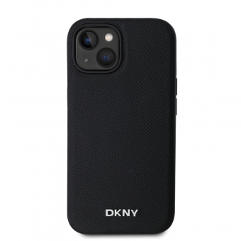 Husa telefon DKNY PU Leather Silver Metal Logo Magsafe pentru iPhone 15 Black