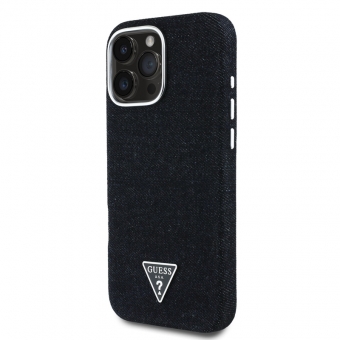 Husa telefon Guess Denim Triangle Logo Magsafe pentru iPhone 16 Pro Black