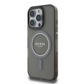 Husa telefon Guess IML Gglitter Ring Magsafe pentru iPhone 16 Pro Black