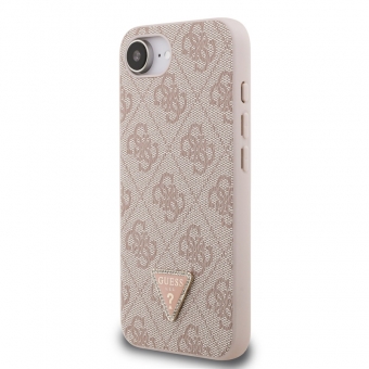 Husa telefon Guess PU 4G Strass Triangle Metal Logo pentru iPhone 16e Pink