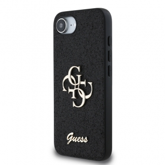 Husa telefon Guess PU Fixed Glitter 4G Metal Logo Case pentru iPhone 16e Black