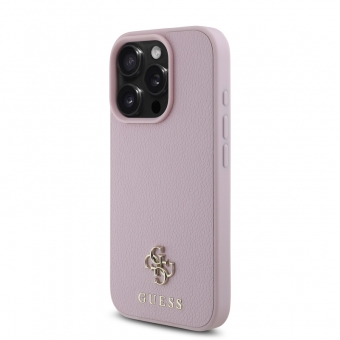 Husa telefon Guess PU Grained 4G Small Metal Logo MagSafe Case pentru iPhone 16 Pro Pink