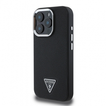 Husa telefon Guess PU Grained Triangle Logo MagSafe Case pentru iPhone 16 Pro Black