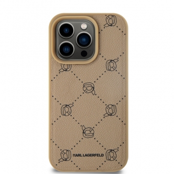 Husa telefon Karl Lagerfeld PU Karl Heads Pattern MagSafe Case pentru iPhone 15 Pro Max Beige
