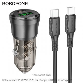 Incarcator auto Borofone BZ24 Clever PD 20W set cu cablu Type-C la Type-C