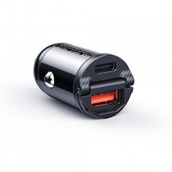 Incarcator auto Rock H18 Mini USB + Type-C 30W 3A fara cablu negru