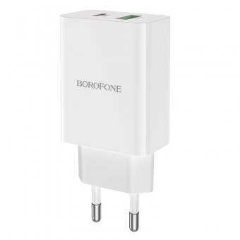 Incarcator priza Borofone BA56A Lavida PD 20W + QC3.0  fara cablu alb