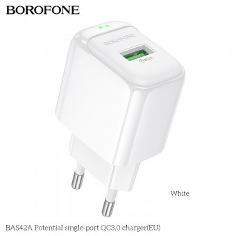 Incarcator priza Borofone BAS42A 1 USB QC 3.0 fara cablu alb