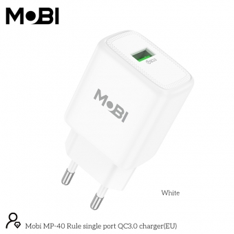 Incarcator priza Mobi MP-40 18W fara cablu alb