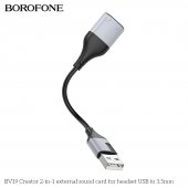 Adaptor audio 2 in 1 USB-A la 3.5mm Borofone BV19 Creator negru