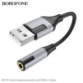 Adaptor audio USB-A la 3.5mm Borofone BV19 Creator negru