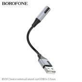 Adaptor audio USB-A la 3.5mm Borofone BV19 Creator negru