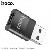 Adaptor Hoco UA17 USB male la Type-C female negru