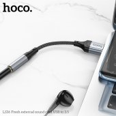Adaptor Type-C la 3.5mm digital audio Hoco LS36 Fresh Digital negru