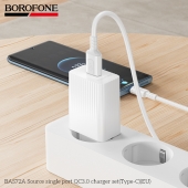 Incarcator priza Borofone BAS72A Source QC 3.0 set cu cablu Type-C negru