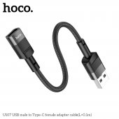 Cablu adaptor Hoco U107 USB male la Type-C female 0.1m