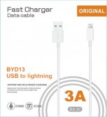 Cablu de date BYD13 USB la lightning 1m 3A
