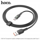 Cablu de date Hoco U120 Intelligent power-off 5A USB la Type-C negru