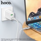 Cablu de date Hoco U120 Intelligent power-off 60W Type-C la Type-C negru