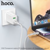 Cablu de date Hoco U120 Intelligent power-off Type-C la lightning negru