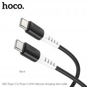 Cablu de date Hoco X82 Silicone Type-C la Type-C, 60W, 1m negru