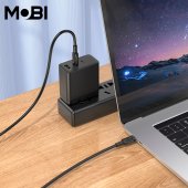 Cablu de date Mobi MC-01 USB-C la USB-C 60W negru