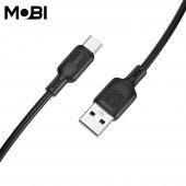 Cablu de date siliconic Mobi MC-02 USB-A la USB-C 3.0A negru