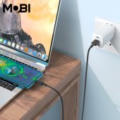 Cablu de date siliconic Mobi MC-02 USB-A la USB-C 3.0A negru