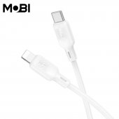 Cablu de date siliconic Mobi MC-02 USB-C la IP 27W alb