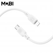 Cablu de date siliconic Mobi MC-02 USB-C la IP 27W alb